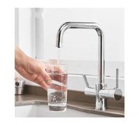 Grifo de cocina 3 en 1 con filtración de agua, grifo mezclador para fregadero con filtro integrado, diseño moderno para agua limpia, fácil instalación, acabado cromado