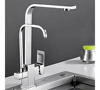Grifo de Cocina 3 en 1 con rociador extraíble Osmosis Latón Agua Potable Rotación de Agua fría y Caliente Grifos para Fregadero de Cocina-Cromo-B (Color: Negro -a)