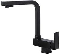 Grifo de cocina 3 en 1 de latón con rociador antisalpicaduras, giratorio 360° y plegable 90°. Grifo extraíble for fregadero de acero inoxidable moderno con agua caliente y fría.(Black)