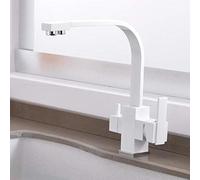 Grifo de cocina 3 en 1 Latón blanco Agua pura Agua fría y caliente Grifos de rotación de 360 ° para fregaderos de cocina