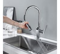 Grifo de Cocina 3 Vías Extensible con Indicador Temperatura LED,Cromado | Grifo Osmosis 3 vias LakeBayMZC, Grifo Monomando para Fregadero, Giratorio 360°, Acero Inoxidable 304 para Cocina, Baño Bar