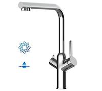 Grifo de cocina 4 vías sistema de carbonatación de agua y filtración/purificación de agua, con caño giratorio 360 ° - Cromo