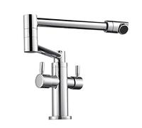 Grifo de cocina agua caliente y fría agua comercial de cocina grifo de latón grito de latón plegable brazos dobles de articulación dos manijas dos manijas montadas