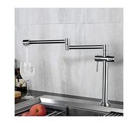Grifo de cocina Agua fría y caliente Grifos de fregadero de cocina comercial Grifo de llenado de ollas de latón Plegable Estirable Doble articulación Brazos oscilantes Dos manijas Montado en cubierta,