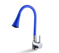 Grifo de cocina azul de una sola manija con cuello giratorio de silicona, mezclador de agua fría y caliente, fácil instalación para fregadero, diseño moderno para uso doméstico y cocina
