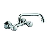 Grifo de cocina bimando de pared Aida (Cromo, Brillante)