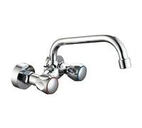 Grifo de cocina bimando de pared Tajo (Distancia entre orificios: 11 cm, Cromo, Brillante)