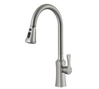 Grifo de cocina cepillado con pulverizador extraíble, 2 modos de pulverización, giratorio de 360°, boquilla alta, grifo mezclador de frío y caliente para cocinas modernas