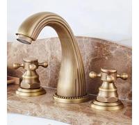 Grifo de cocina clásico de latón antiguo de doble manija para lavabo de 3 agujeros para baño y cocina y elegante grifo de agua para mejoras del hogar