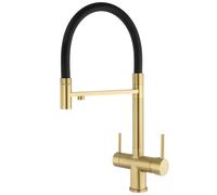 Grifo de cocina con 3 vias osmosis y flexible oro mate proteccion PVD Manzanares de Valaz