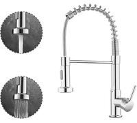 Grifo de cocina con ducha giratoria de 360° STANEW grifo de cocina con resorte 2 modos de pulverización. (Plata)