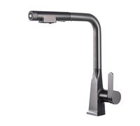 Grifo de cocina con filtro de 3 vías, color gris, con rociador extraíble, mezclador de cocina con rociador extraíble, grifos mezcladores para fregadero de cocina, caño giratorio, grifo monomando.