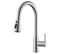 Grifo de cocina con función de alta presión y extensible para fregadero - CECIPA - Grifo de cocina con alcachofa - Armaturía de acero inoxidable para fregadero de cocina - Monomando giratorio con