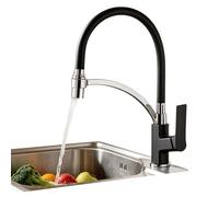 Ibergrif Grifo Cocina Negro, Grifos Cocina Fregadero Profesional, M14004B-2 Grifo de Cocina con Ducha Extraíble, 2 Modos, Monomando, Cromo