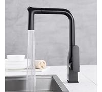 Grifo de Cocina con pulverizador extraíble, grifos para Fregadero de Cocina, Giratorio, latón, frío y Caliente, Doble patrón, Grifo Mezclador de Cocina de un Solo Orificio, Negro (Color: Cromado)