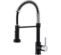 Grifo de cocina con pulverizador, fregadero de primavera de acero inoxidable 304 fregadero de cocina giratoria alta para un solo mango de agua de agua, dorada (cepillada)