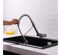 Grifo de cocina con resorte y cabezal rociador, grifo mezclador de cocina plegable de 3 modos, grifos mezcladores fríos y calientes de acero inoxidable negro(Brushed)
