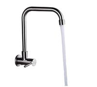 Grifo de cocina con rociador chorro frío único montado en la pared, mango, grifos mezcladores manguera flexible acero inoxidable 304, color plateado