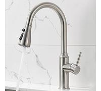 Grifo de Cocina con Spray Spine, maricón de Fregadero de la Cocina giratoria Agua Caliente y Agua fría de latón telescópico de un Solo Orificio de la batería del Grifo del Grifo del Grifo (Gris)