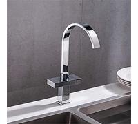 Grifo de Cocina Creativo de Color Cromado, Grifo Mezclador frío y Caliente montado en Cubierta con Doble manija giratoria 360 Caliente y fría