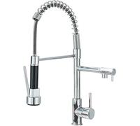 Grifo de cocina cromado con dos boquillas, grifo mezclador para fregadero, rotación de 360°, agujero único con boquilla doble extraíble