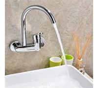 Grifo de Cocina Cromado montado en la Pared, Mezclador Monomando de Material de Cobre para Agua fría y Caliente, Grifo Mezclador para Fregadero, rotación de 360 ° con aireador