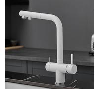 Grifo de Cocina de 3 vías con Manguera extraíble, Doble Palanca, 3 en 1, extraíble, con Sistema de Filtro de Agua, Cromado