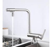 Grifo de Cocina de 3 vías, Plegable, de latón, Agua Potable, Agua fría y Caliente, grifos de Fregadero de Cocina de ósmosis, 3 en 1, Cepillado