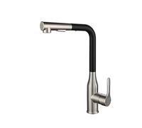 Grifo de cocina de acero inoxidable 304 con rociador extraíble de 2 modos, grifos mezcladores de fregadero monomando de arco alto para agua fría y caliente, grifo abatible con caño giratorio de 360o