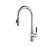 Grifo de cocina de arco alto extraíble, grifos comerciales modernos de un solo orificio para fregadero de cocina con rociador extraíble, grifo mezclador de agua fría y caliente, para RV, bar, granja