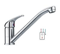 Grifo de cocina de baja presión de latón, giratorio 360°, grifo de cocina de baja presión con 3 conexiones para agua fría y caldera de agua, cromado
