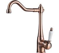 Grifo de cocina de cobre tradicional de estilo victoriano comercial de una sola manija