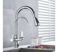 Grifo de Cocina de Doble manija Negro Mate - Grifo Mezclador extraíble de Agua fría y Caliente para Agua Potable Pura - Fácil instalación, Calidad