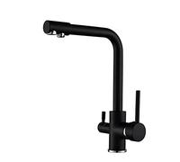 Grifo De Cocina De Latón Con Rotación De 360° Y Mezclador De Doble Manija Para Fregadero. Ideal Para Agua Potable Y Cocina. Dorado Y Negro.