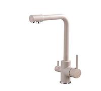 Grifo De Cocina De Latón Con Rotación De 360° Y Mezclador De Doble Manija Para Fregadero. Ideal Para Agua Potable Y Cocina. Dorado Y Caqui.