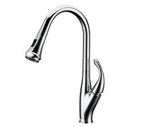 Grifo de cocina de latón de bajo plomo con cabezal de pulverización extraíble, fregadero de cocina, grifo, mezclador de agua fría, chapado de una sola manija