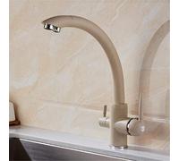 Grifo de cocina de latón duradero con filtro de agua, mezclador de fregadero de 3 vías, elegante acabado beige, fácil instalación, diseño de alto rendimiento para cocinas modernas