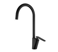 Grifo de Cocina de latón Macizo Cromado con Monomando para Agua Caliente y fría con función de burbujeo y Adaptador a Prueba de Salpicaduras para grifos de 3/8" y 1/2" Color Negro