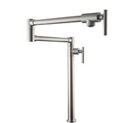 Grifo de cocina de latón montado en puente, plegable, boquilla de doble articulación, grifo de fregadero de un solo agujero, ideal para cocinar y preparar alimentos, diseño elegante y funcional