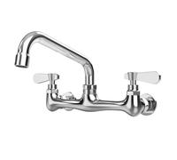Grifo de cocina de pared con boquilla giratoria de 8 pulgadas, fregadero comercial central de 20.3 cm, 2 manijas, NSF sin plomo, grifo mezclador cromado pulido