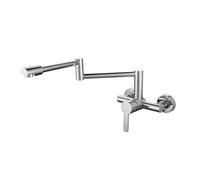 Grifo de cocina de pared, grifo de llenado de ollas, grifo de latón monomando plegable de doble orificio for agua fría y caliente. Comercial(Gray)