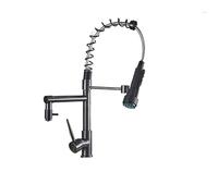Grifo de cocina de primavera Sprayer lateral extracción Dual Supo 360 Rotación Mezclador Golpe de grifo de grifo de un solo mango de cola de cocina fácil instalación (oro rosa negro) LWX