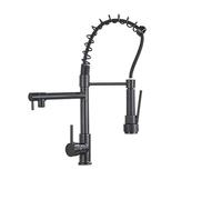 Grifo de cocina de primavera Sprayer lateral extracción Dual Supo 360 Rotación Mezclador Golpe de grifo de grifo de un solo mango de cola de cocina fácil instalación (oro rosa negro) LWX