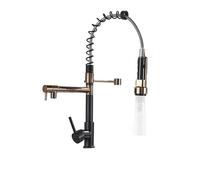 Grifo de cocina de primavera Sprayer lateral extracción Dual Supo 360 Rotación Mezclador Golpe de grifo de grifo de un solo mango de cola de cocina fácil instalación (oro rosa negro) Beauty Comes