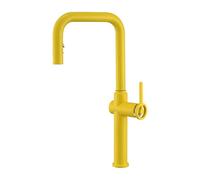 Grifo de Cocina Extraible Alto Rotación de 360° Monomando Grifo Fregadero con Ducha de Latón,amarillo