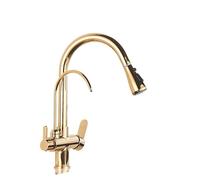 Grifo de cocina extraíble de 2/3 vías con filtro de agua en elegante color dorado, negro, cromo y beige con puntos, ideal para cocinas contemporáneas y mejoras del hogar