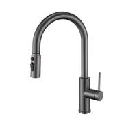 Grifo de cocina extraíble de 360° con 3 modos de pulverización, grifo mezclador de un solo agujero, diseño moderno, acabado gris, fácil instalación, ideal para uso doméstico y restaurante