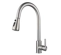 Grifo de cocina extraíble de acero inoxidable con un solo mango, grifo mezclador caliente y frío, pulverizador giratorio, diseño moderno, fácil instalación, perfecto para fregaderos