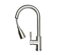 Grifo de cocina extraíble de acero inoxidable, grifo de fregadero de cocina, diseño moderno, arco alto, fácil instalación, construcción sólida, acabado plateado A1