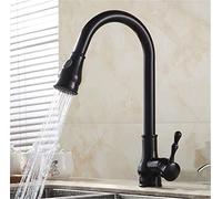 Grifo de cocina extraíble de latón antiguo, giratorio de 360°, grifo retro de agua fría y caliente, acabado negro, ideal para cocinas modernas y vintage